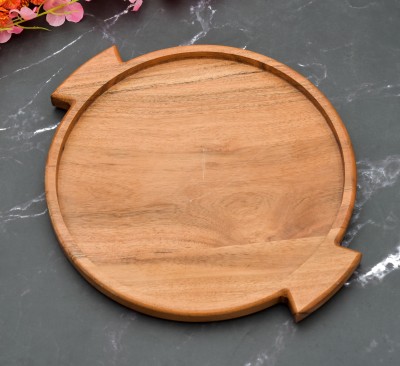 Naturahive Wood Handcrafted Beautiful Table Decor Double Handle Platter 14*12 Sizzler Tray(Microwave Safe)