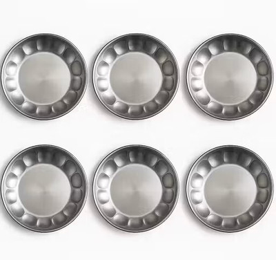 maadadhimati stainless steel halwa plate/small dishes Half Plate Half Plate(Pack of 6, Microwave Safe)
