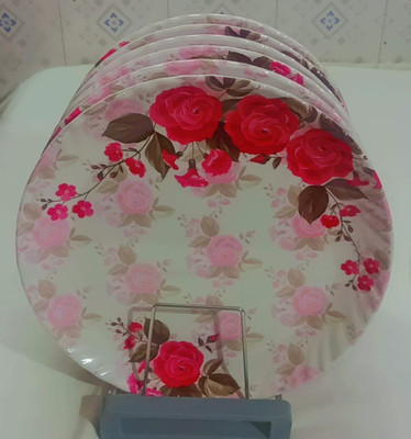 Abhiram Melamine 10 Inch Full Dinner Plate set Dinner Plate(Pack of 6, Microwave Safe)