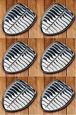 Dynore 6 Pcs Banana Leaf Shape Dinner/Snack/Mess Tray- Set of 6 Small Tray(Pack of 6)