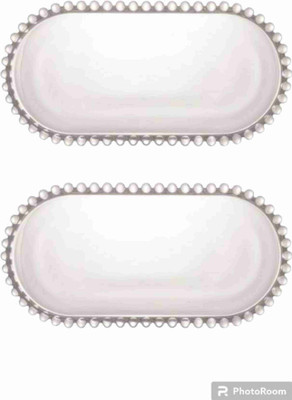 Armin Modern Elegant Transparent Crystal Lightweight Durable Glass 24 CM Leaf Plate Tray(Pack of 2, Microwave Safe)
