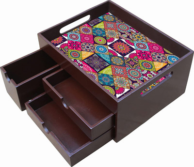 Dime Store Tray for Storage/Wooden Tray/Serving Tray/Egg Platter with Storage Drawers Tray