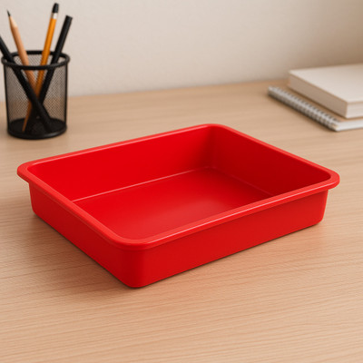 KUBER INDUSTRIES Multiuses Rectangular Plastic Large Tray, Bin, Organizer (Red) Tray