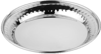 UtenShine Stainless Steel Hammered Pizza Dinner Plate Mirror Finish Thali For Kitchen Dinner Plate