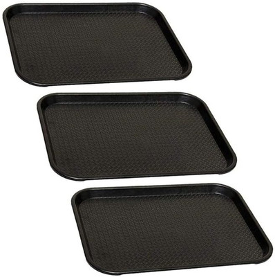 Rra Traders Plastic Serving Tray Set | Medium & Large for Kitchen (Black) Tray(Pack of 3)