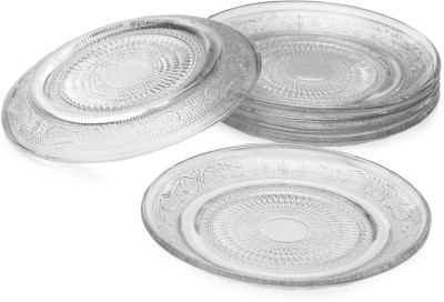 Somil Designer Glass Dinner, Lunch, Snack Serving Plate, Pack Of 6 Dinner Plate(Pack of 6)