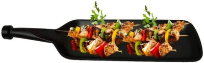 RP Traders Unbreakable Serving Dessert and Snacks Platter (Matt Black, 14 Inch) Chutney Plate(Microwave Safe)