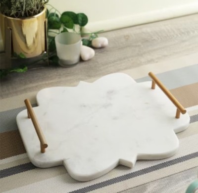 Patharwala Handmade serving tray white marble Tray