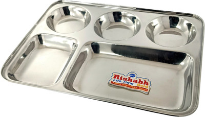 Rishabh Gold Lunch/Dinner Plate / Bhojan Thali 5 in 1 Compartments (Pack of 1) Dinner Plate