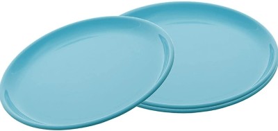 WAVECRAFT DESIGNS Unbreakable Plastic Round Serving Full Size 27'cm Plate for Dining Table (Blue) Dinner Plate(Microwave Safe)