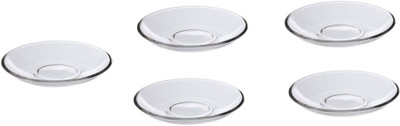 AFAST Self-Design Glass Plain Plate Use For Serving And Multi Use, Pack Of 5 - B5 Dinner Plate(Pack of 5)