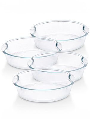 BOROSIL 4 pc Round Shape Baking Dish Set with Handle (1.5 L Each) Baking Dish(Pack of 4, Microwave Safe)