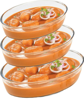 MDNSHO Borosilicate glass Microwave Oven Safe, 1500 ML 2000 ML 3000 ML OVAL Baking Dish(Pack of 3)
