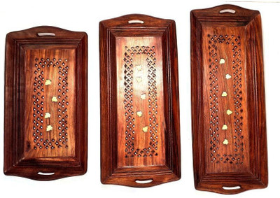 TFS Wooden tray Tray(Pack of 3)