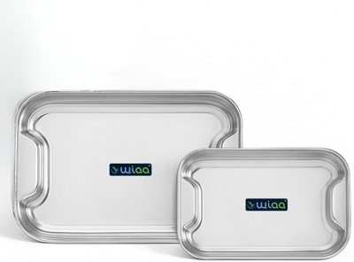 wiaa Stainless Steel Tray Set For Serving Tea Snacks Meal And More Tray(Pack of 2)