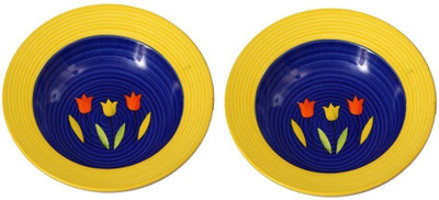 caffeine Ceramic Handmade Blue Tulip 9 inch_NEW PTD251 Charger Plate(Pack of 4, Microwave Safe)