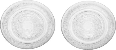 1st Time Designer Stylish Glass Dinner, Lunch, Snack Serving Plate, Pack Of 2 Dinner Plate(Pack of 2)