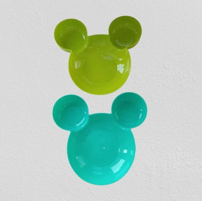Zafiva Traders Plastic Multipurpose Plates for Kids Pack of 2, Mickey Shaped Kids Plate Sectioned Plate(Pack of 2, Microwave Safe)