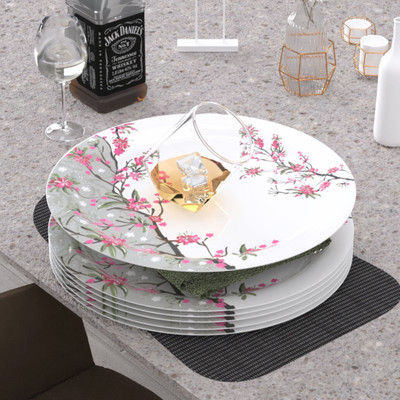 Castleite Piccolo Rouge Blush Melamin Full Plates Set - Size 11', Round Designer Dinner Plate(Pack of 6)