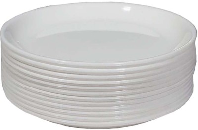 Decornt Microwave Safe Unbreakable Food Grade Round Virgin Plastic 7 Inches Quarter Plate White- Set of 12 Quarter Plate(Microwave Safe)