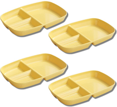 LYBAA 3 Sections Dinner Plates Sectioned Plate(Pack of 4, Microwave Safe)