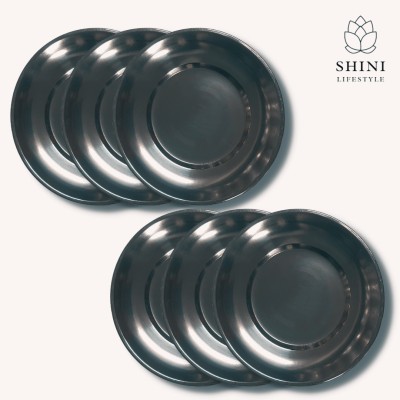 SHINI LIFESTYLE Steel Half plate, round and simple plate daily ware steel plate, breakfast plate Quarter Plate(Pack of 6)