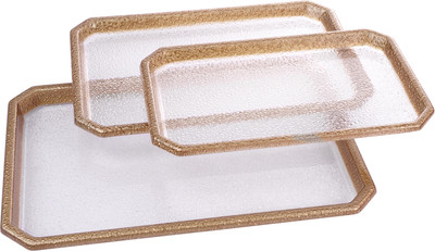 Nabhya Multipurpose Premium Plastic Transparent Jumbo Serving Tray Set of 3Pc Tray(Pack of 3)