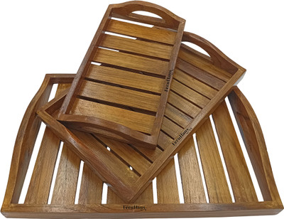 FernHaus Wooden Handcrafted Serving Tray set Tray(Pack of 3)