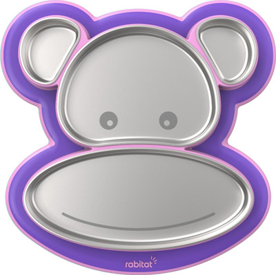 Rabitat Purple Pogo Playte Anti Skid Stainless Steel 4 Section Divided Plate for Kids Dinner Plate