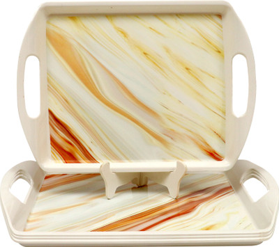 AURKA Rectangle Serving Tray Set (M12-Set 2) Reusable Serving Platters for Food Tray(Pack of 4, Microwave Safe)