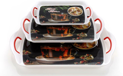 Sorath ( Set of 3 Trays) Serving Tray Set for Tea and snacks |Home| Tray(Pack of 3)