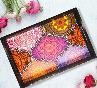 Angira handicarft WOODEN digital print tray for Kitchen serveware Coffee Tray AHS-T226_1310 Tray