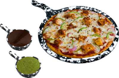 ZIDO Premium_1 platter pizza BW-021 and 2 chutney katori BW-031_h351 Pizza Tray(Pack of 3)