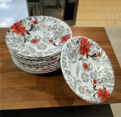 Inpro Stylish Melamine Round Small Snack Plates (Size:6 Inch/15 Cm)-Perfect for Dining Quarter Plate(Pack of 12, Microwave Safe)