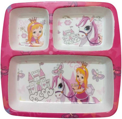 Venezia Cartoon Printed Plastic Dinner 3 Partition Plate for Kids Dinner Plate