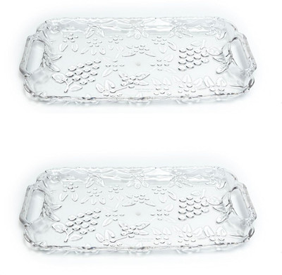 PLAMO Stylish and Durable Transparent Unbreakable Plastic Angoori Serving Tray Tray(Pack of 2)