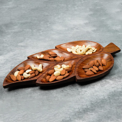 ADA Handicraft Premium Pakka Sheesham Wooden Handmade & Handcrafted Dry Fruit Serving Platter Tray