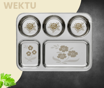 WEKTU Premium Stainless Steel Compartment Plates/Food Grade/5 in 1/Laser Print/1PC/10 Sectioned Plate