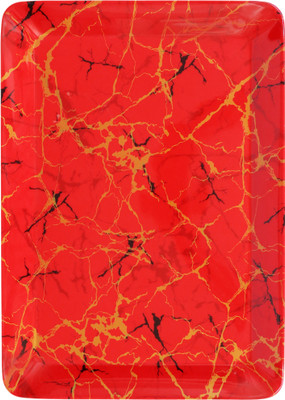 AURKA Melamine Rectangle Red Serving Tray Dishwasher Safe, Pack of 1 Tray(Microwave Safe)