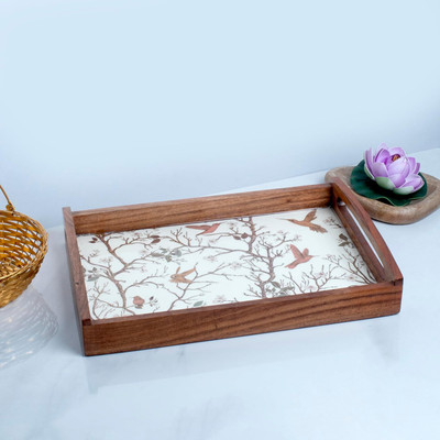 NOHUNT Handcrafted Wooden Serving Tray, Decorative Tray For Kitchen, Tea & Home Decor Tray