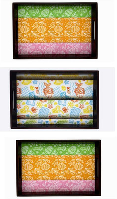 Espoir bloom NEW25_tray set of 3 with UV print|Serving Tray|Multipurpose Tray|EB-T500 Tray(Pack of 3)