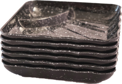 Evaware International Marble Snacks Plates for Serving All Type of Snacks Dhokla, Samosa, Sandwich Chip & Dip Tray(Pack of 6, Microwave Safe)