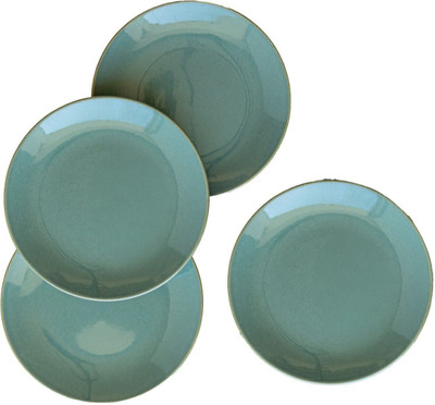 Claymistry Sea Green Ceramic Plate Set | 18*18*2 cm Dinner Plate(Pack of 4, Microwave Safe)
