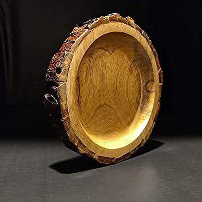 MODERNCOLLECTION Wooden Serving Tray Round Shape with Original bakkal 12 inch Tray