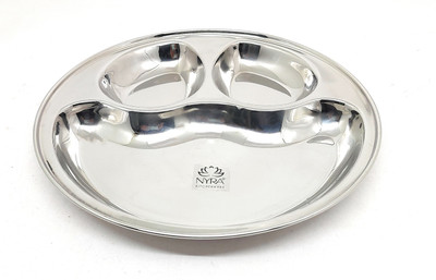 Nyra Stainless Steel Partition Plate 3 in1 Dinner Plate(Pack of 2)