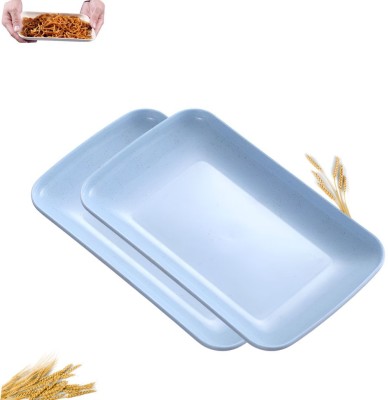 FLOXIT Unbreakable & Reusable Big Serving Platters for Salad, Pasta, Dessert/cake Tray(Pack of 2, Microwave Safe)