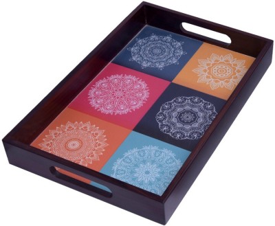 Espoir bloom Wooden tray set of 1 with UV print|Serving Tray|Multipurpose Tray|EB-T1185 Tray