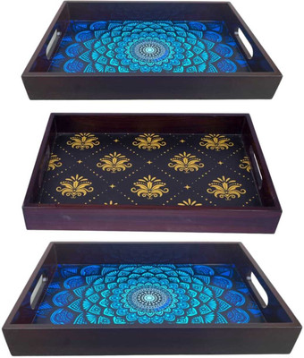 Espoir bloom NEW25_tray multicolor print|Serving Tray|Multipurpose Tray|EB-TRAY114 Tray(Pack of 3)