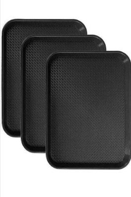 DSRPC PLASTIC SERVING TRAY SET PLATTER/UNBREAKABLE LARGE FOR KITCHEN, HOME 3 PIECE Tray(Pack of 3, Microwave Safe)