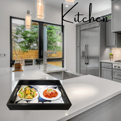 knight star Enamel Design MDF Wooden Serving Tray (16x12) Inches, Lightweight & Durable Tray